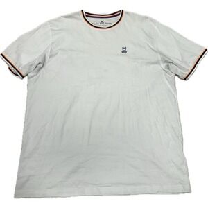 Psycho Bunny Men's White Gilpin Tipped Crew-Neck Short Sleeve T-Shirt Size 9